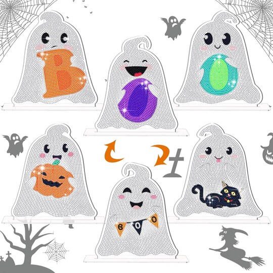 Greentek; 3 Pcs Halloween Diamond Painting Table Decorations (multicolor); Category:Halloween Paint-by-Number; Image:1